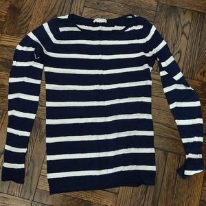 Club Monaco linen sweater in blue white stripe